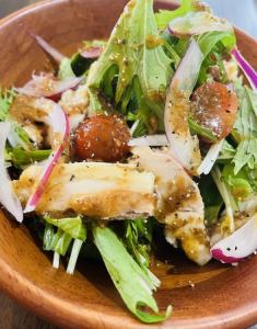 Japanese-style Mizuna and Chicken Salad