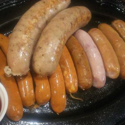 Assortment of 3 kinds of sausage, chorizo and frankfurters