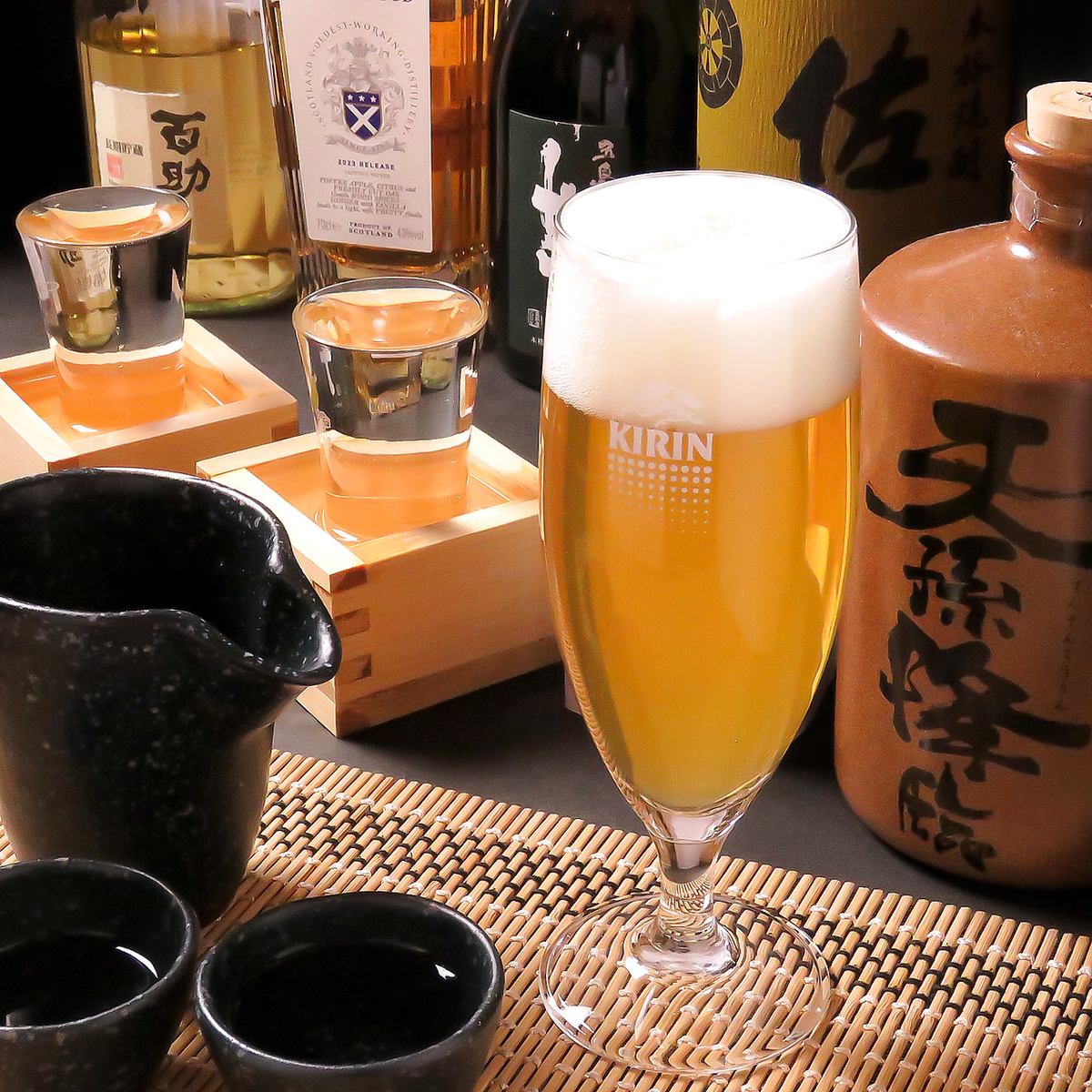 日本各地の焼酎、日本酒やクラフトビール、ウイスキーまで◎