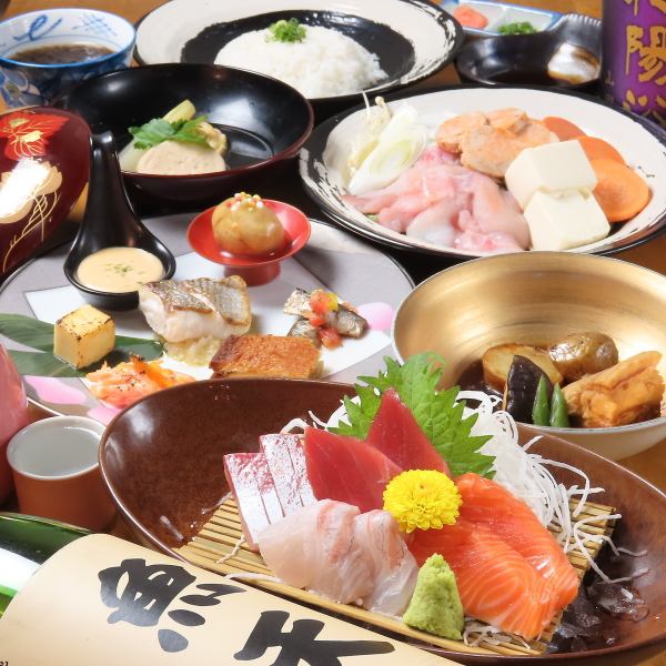 【就像高级日本餐厅一样】无限量畅饮！可以尽情享受生鱼片和时令鱼类等推荐菜肴的套餐！（14道菜品以上）