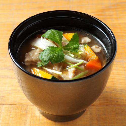 【Miso soup with pork and vegetables】