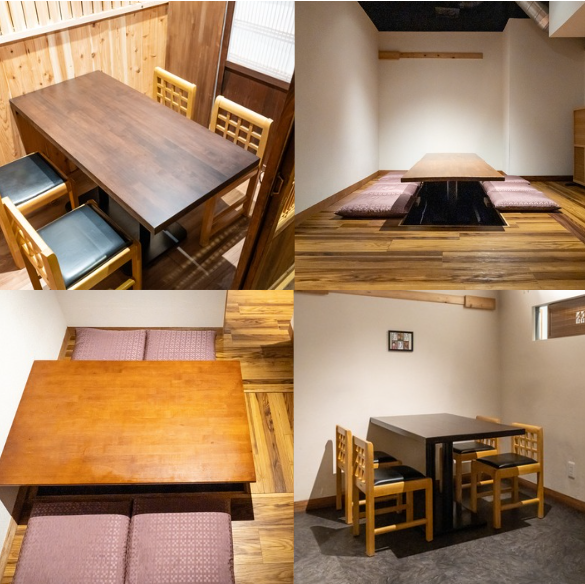 様々なタイプの個室席をご用意致しております！会社の宴会やご家族でのお食事をゆったりとした空間でお楽しみくださいませ。