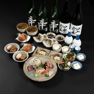 旬の鮮魚刺身盛り付。厳選宴会コース飲放付6000円（税込）