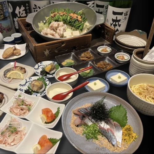 【10月~】名物ごまさば付き博多満喫もつ鍋コース飲放込7000円(税込)