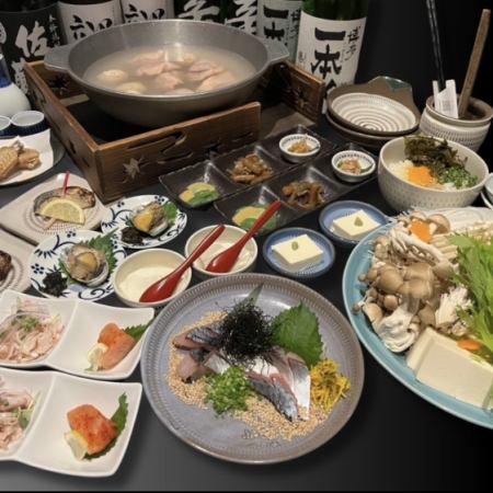 【10月～】名物ごまさば付き博多満喫水炊きコース飲放込7000円（税込）
