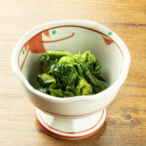 Rapeseed blossoms with vinegar and miso dressing