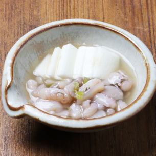 Octopus with wasabi and crispy yam