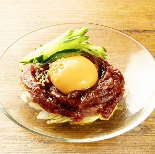 Kumamoto specialty: Sakura Yukke (raw horse meat dish)