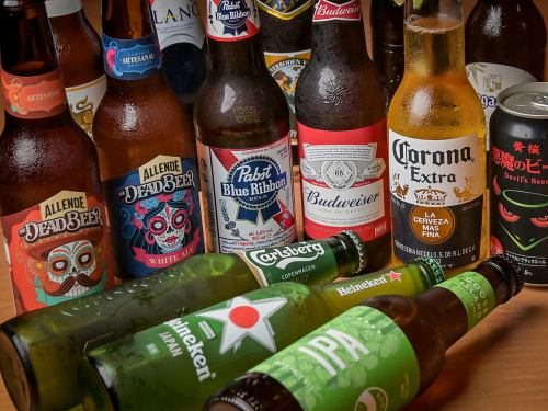 An array of alcoholic beverages from all over the world, and an extensive beer lineup!