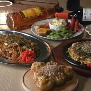 【大阪堪能】リピート率100％なにわ粉もんコース3900円(税込)全4品＋飲み放題100種以上！