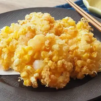 トウモロコシと餅の塩おかき揚げ