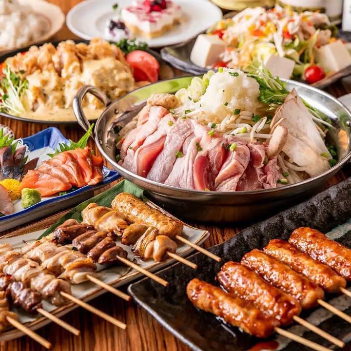 地鶏を含む3時間の食べ放題全60品プラン3500円！飲み放題付★