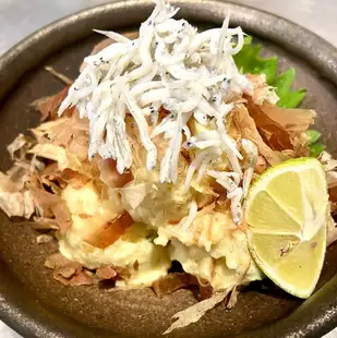 Potato salad with boiled whitebait from Wadajima
