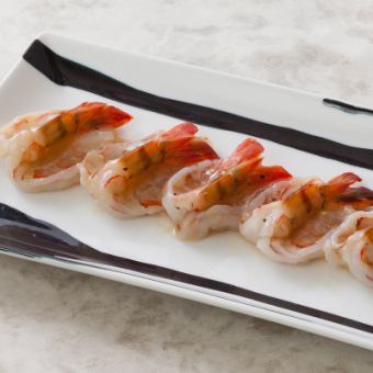 Grilled red shrimp with salt sauce