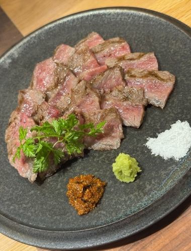 Delicious grilled carefully selected Wagyu beef with wasabi