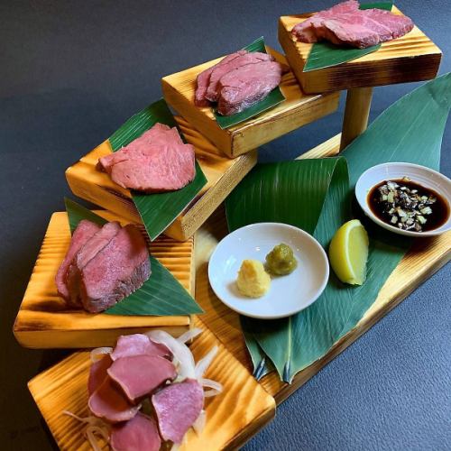 Assorted 5 kinds of meat sashimi stairs