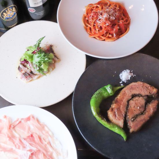 朝採れのお野菜や新鮮な魚介を使った前菜~メイン料理まで堪能♪