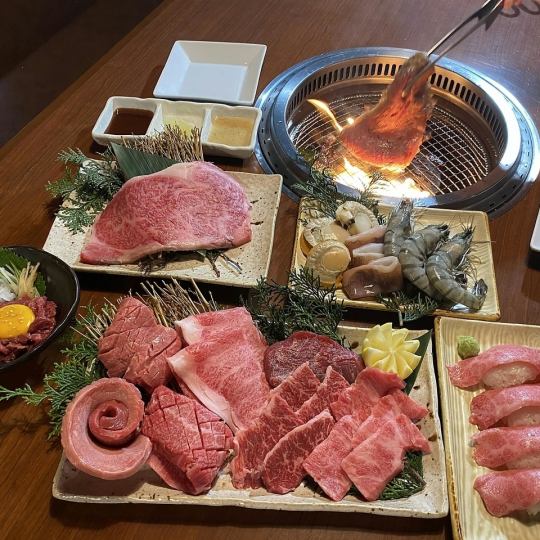 [90-minute limit] Ohatsutenjin Wagyu all-you-can-eat course ◆ Enjoy Wagyu beef ribs/Yaki-shabu shabu-style beef♪