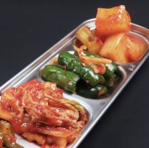 Assortment of 3 kinds of homemade kimchi