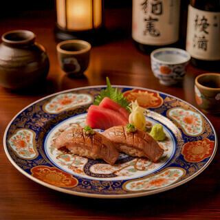 【肉×海鮮コスパ◎】刺身5種&和牛肉寿司×【生ビールOK2H飲み放題】 4800円「堪能コース」