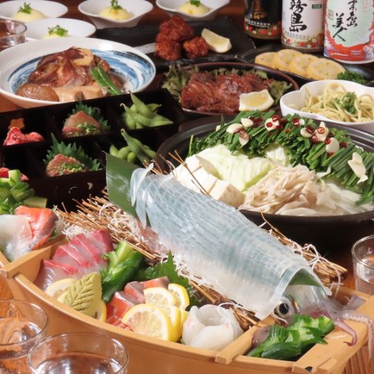 [Extended period due to popularity! 2 hours all-you-can-drink included] ``Goku Course'' including live squid, beef tongue, Hakata motsu nabe or mizutaki