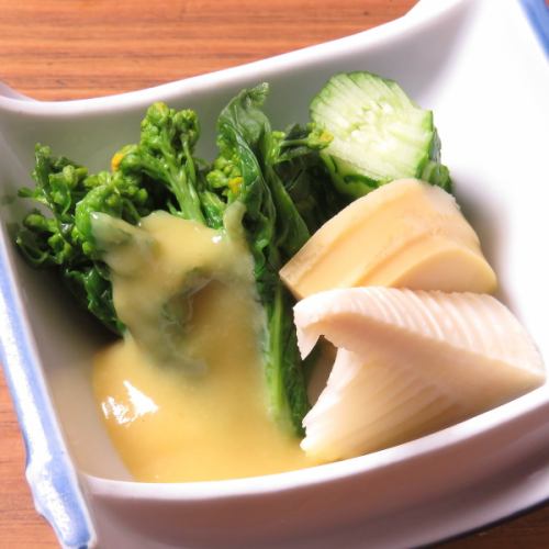 菜の花と竹の子のからし酢みそ