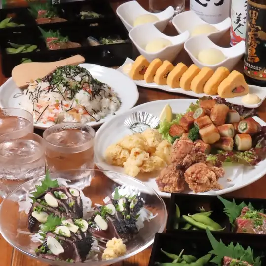 2H飲放付!ゴマカンパチ・カツオたたき・若鶏唐揚『夏季コース(鍋無)』 4,500円