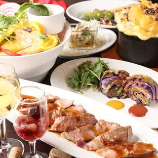 [Very popular!!] ~Includes famous grilled chunks of meat and dessert~Pork bar O course (10 dishes, 2.5 hours all-you-can-drink included) 5,980 yen
