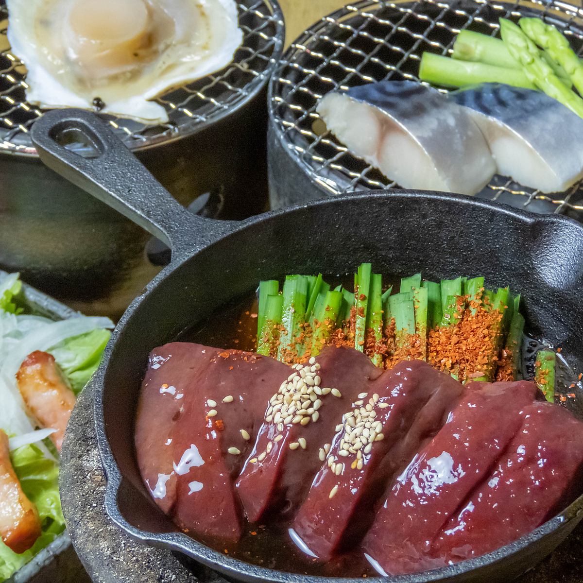 Grilled Kuroge Wagyu beef sushi & the popular liver stew, with 120 minutes of all-you-can-drink