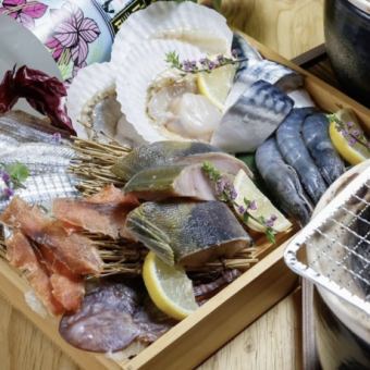【2時間飲み放題付】岡山の味覚が満載!七輪焼き物11種を食べ比べ♪『響コース』全16品 5,000円
