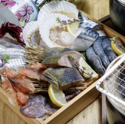 【2時間飲み放題付】岡山の味覚が満載！七輪焼き物11種を食べ比べ♪『響コース』全16品 5,000円