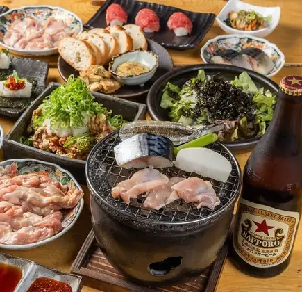 《2時間飲み放題》炭火の香ばしさが堪らん！炙り火名物・七輪焼きスタンダードコース