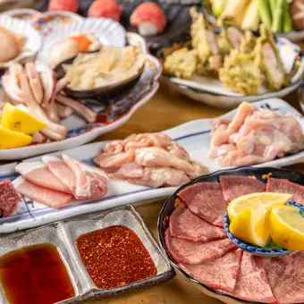 《2時間飲み放題》牛タン・上ハラミ・贅沢海鮮など上質素材をあぶり尽くしコース