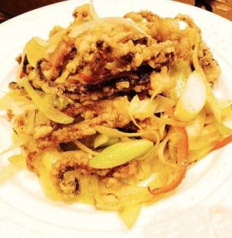 Fried squid with green onion flavor