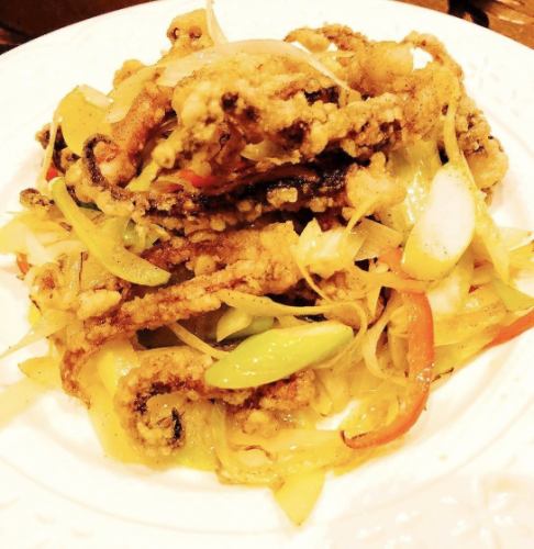 Fried squid with green onion flavor