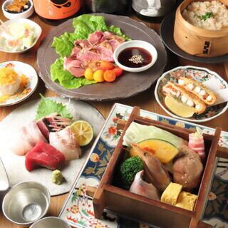 【忘年会/新年会】飲み放題付！名物「せいろ蒸し八寸」と本マグロお造り国産牛炙りコース6000円