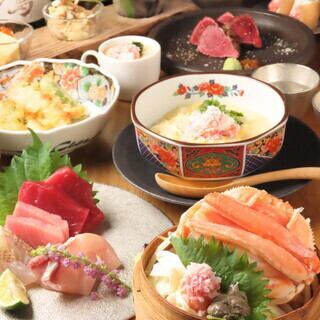 【忘年会/新年会】飲み放題付！厳選!マグロの食べ比べと国産牛と京生麩のすき焼きコース 7000円