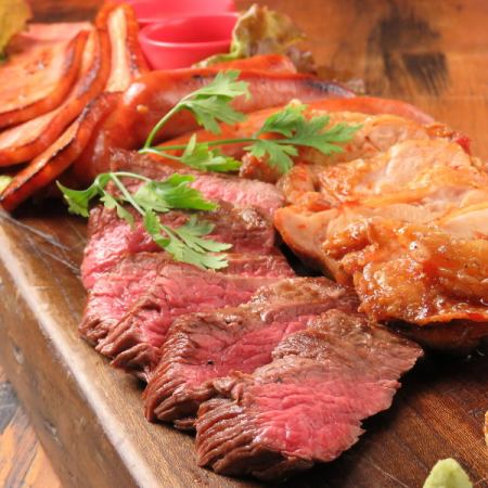 Meat x 4 platter (beef lean steak, grilled chicken, bacon, homemade sausage)