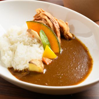 野菜の素揚げと車麩のカレー