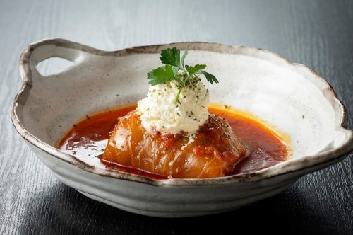 Iberian Pork Cabbage Rolls Salted Tomato Stew