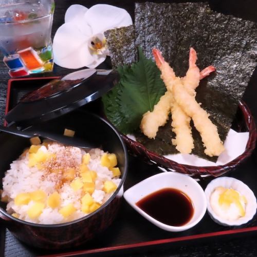 Hand-rolled shrimp tempura rice ball for 2-3 people