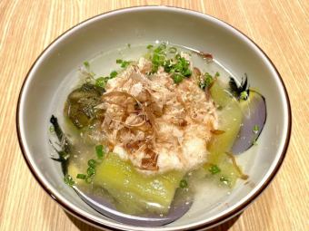 【冷やしおでん創作】佐土原なすの塩だしごまとろろ