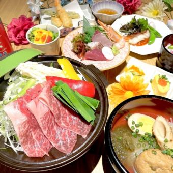 Enjoy 8 dishes including Miyazaki Prefecture Wagyu beef teppanyaki and 8 kinds of salt-broth oden, the two main dishes at Hanaho, plus 2 hours of all-you-can-drink for 6,000 yen