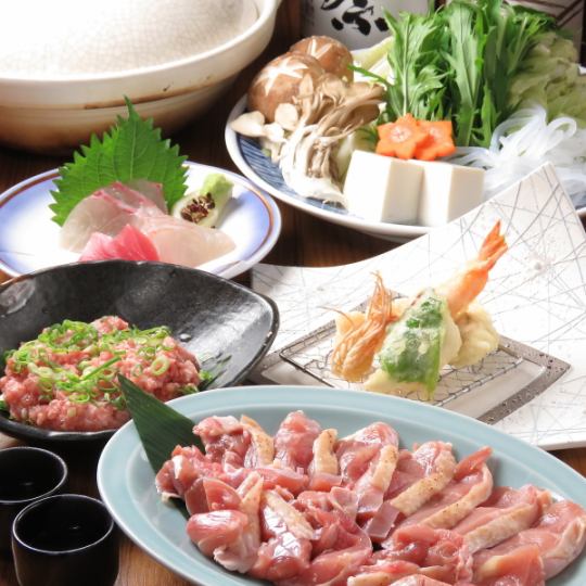【要予約】百日鶏の水炊き・すき焼きコース4000円(税別)