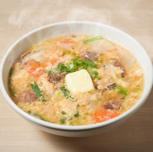 Spicy Pollack Roe, Butter and Egg Soup