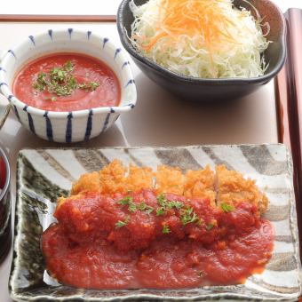 Roast cutlet set meal with special tomato sauce