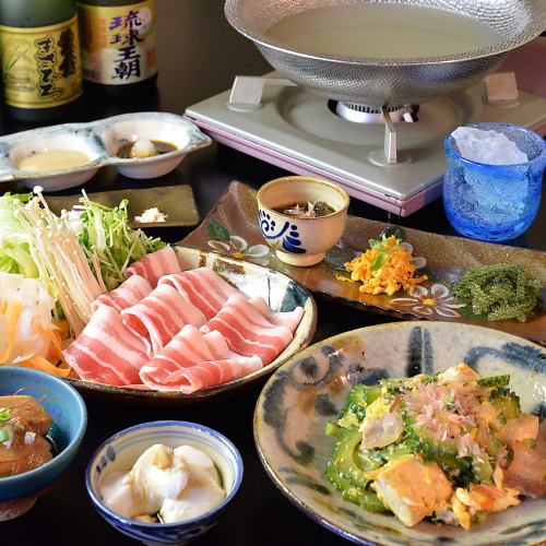 Okinawan cuisine and Agu pork shabu-shabu course