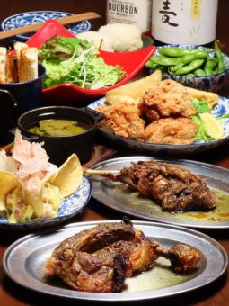 1番人気!【2h飲み放付《9品》】自慢のジューシー骨付き鶏、カニ味噌アヒージョも◎