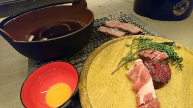 Low temperature sukiyaki course (9,900 yen per person) tax included