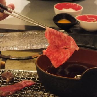 Low temperature sukiyaki (one item in the course)